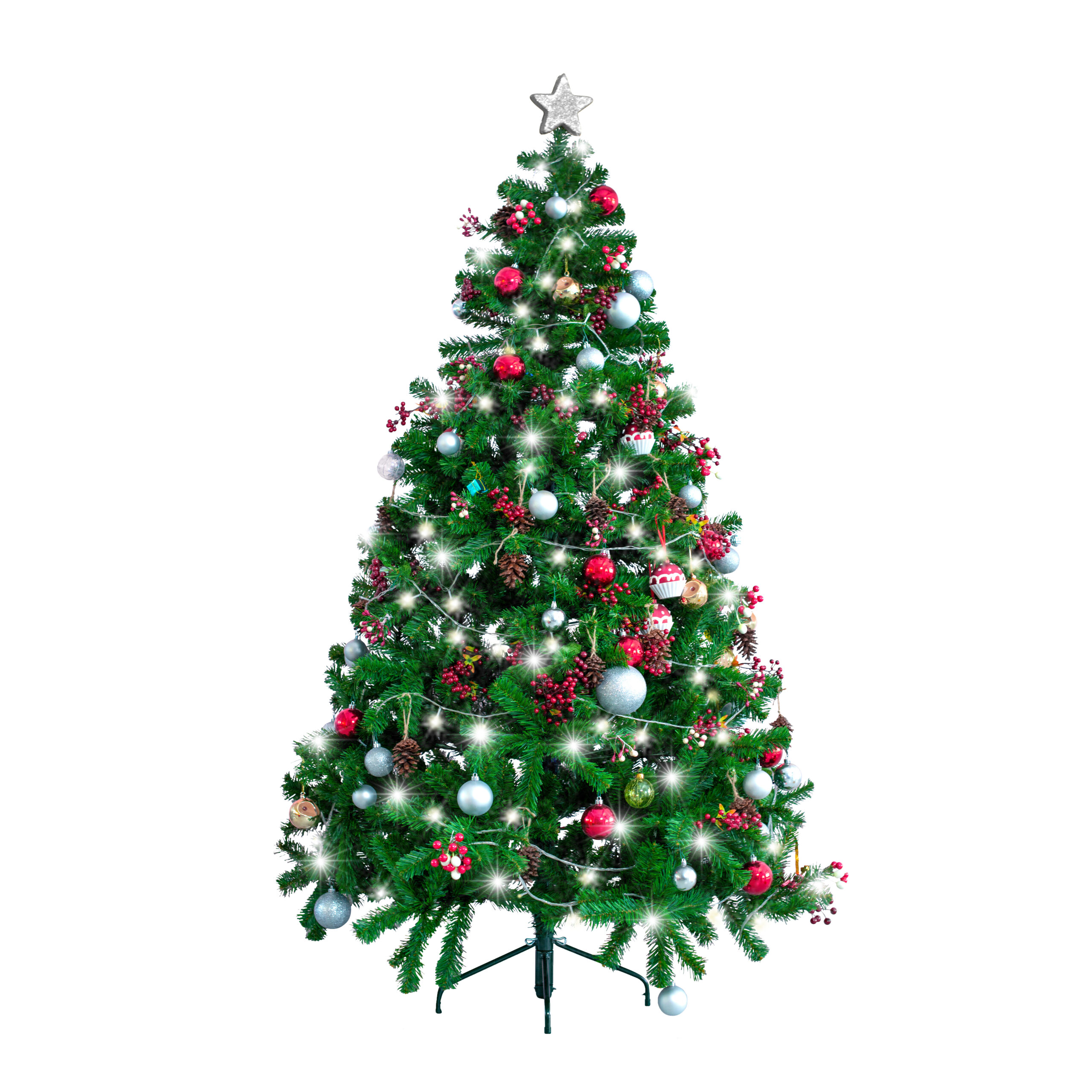 Beautiful,Christmas,Tree,,Full,Length,Image,,Decorated,With,Ornament,,Balls